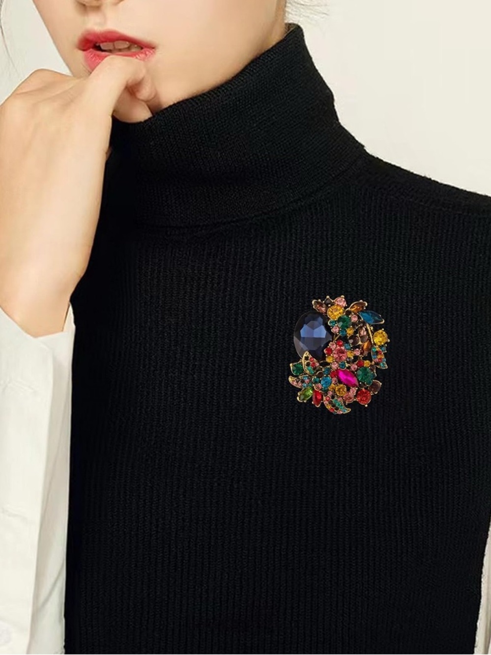Multicolor Crystal Statement Brooch